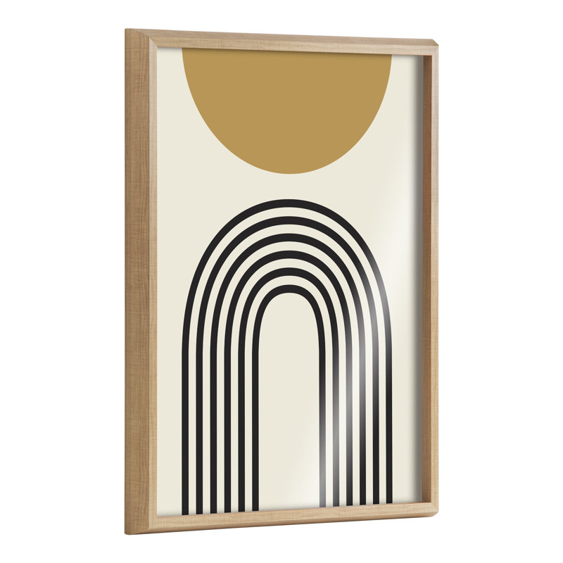 «Retro Mountain Sunrise» par The Creative Bunch Studio, art mural en verre encadré