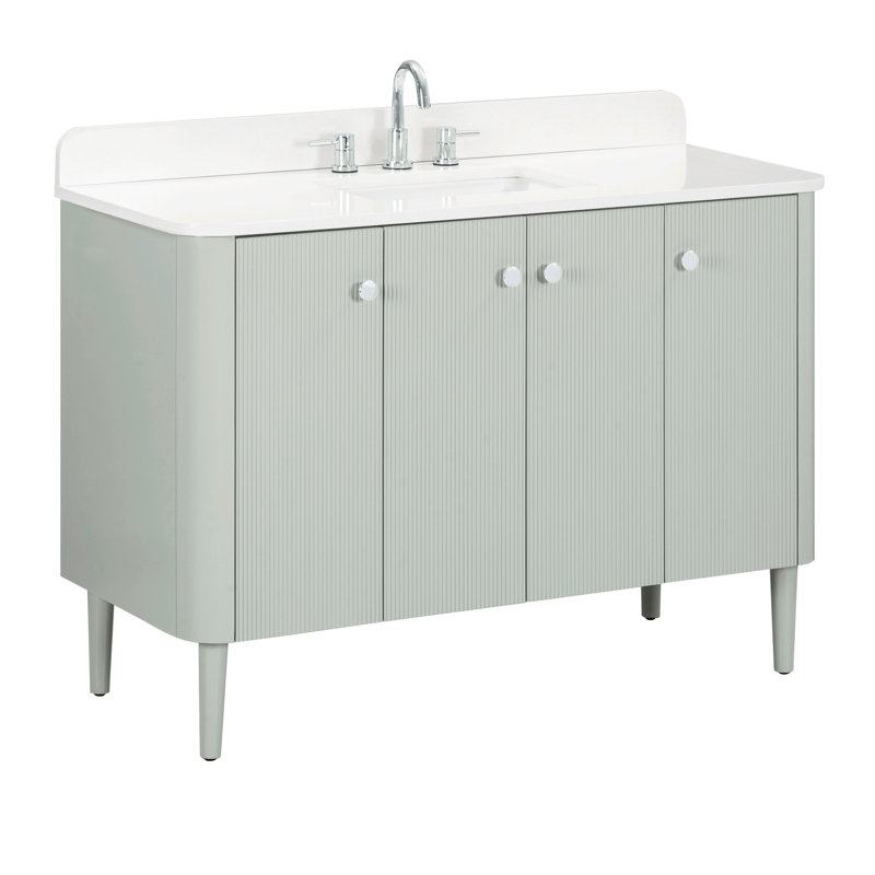 Haley 48 in. Single Sink Bathroom Vanity in Soft Sage with Top, White Quartz