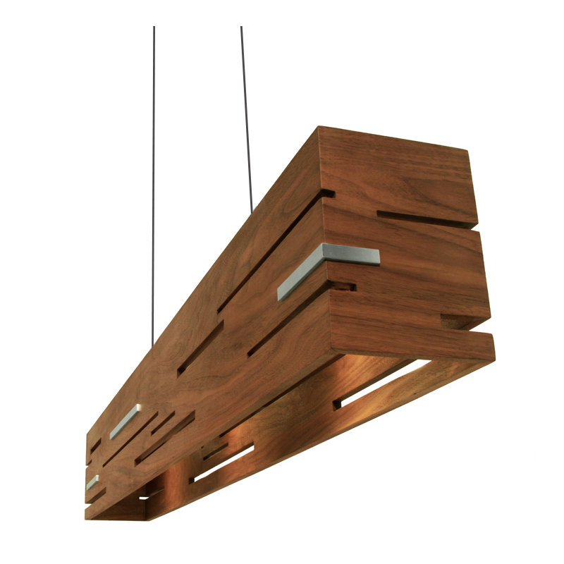 Aeris Linear LED Pendant - 2700K, Brushed Aluminum, 7.5" H x 54" W x 5" D, Walnut