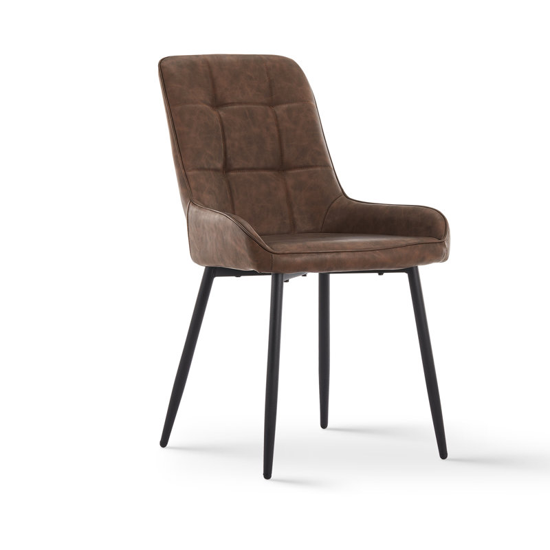 Edelgard Upholstered Metal Upholstered Back Side Chair, Brown