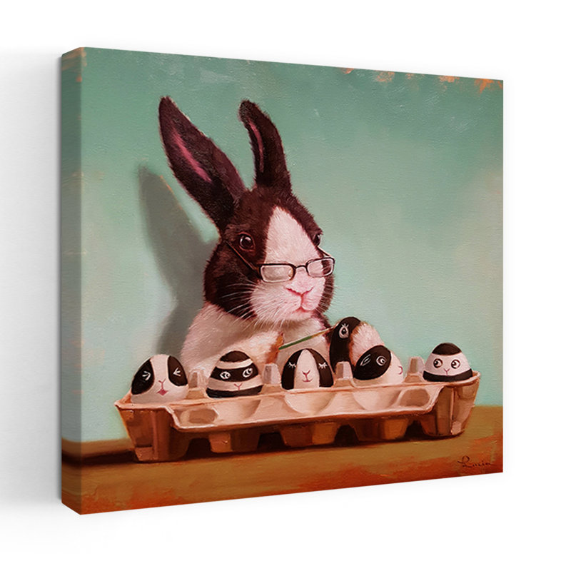 Art contemporain de lapin Going Dutch, H 18 po x l 18 po