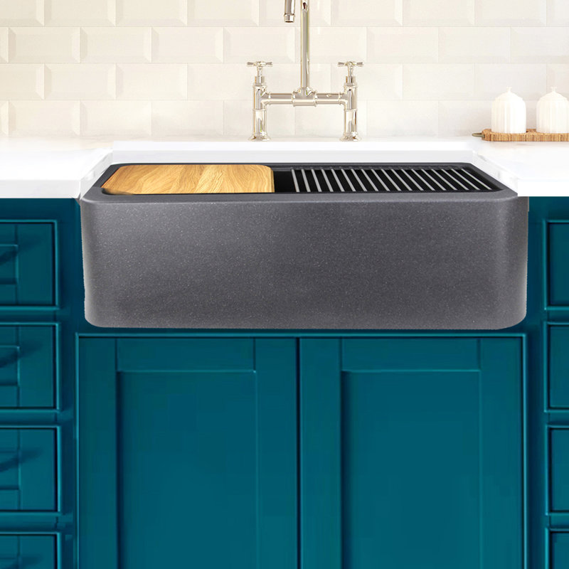 Plymouth 29.75'' L Single Basin Kitchen Sink, Black