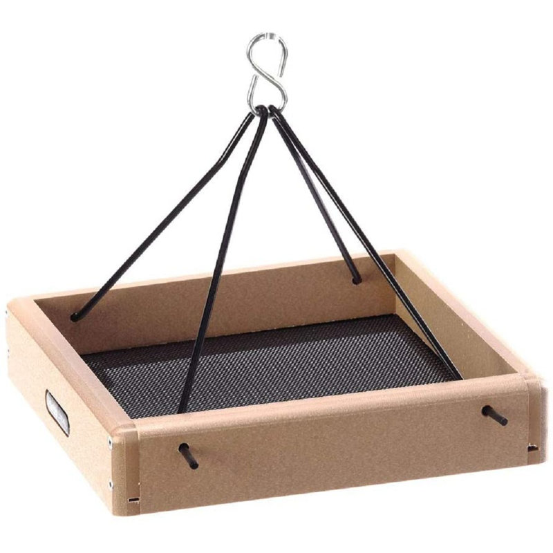 Hanging Platform Bird Feeder in Recycled Plastic Small, Beige, 2H x 10W x 10D