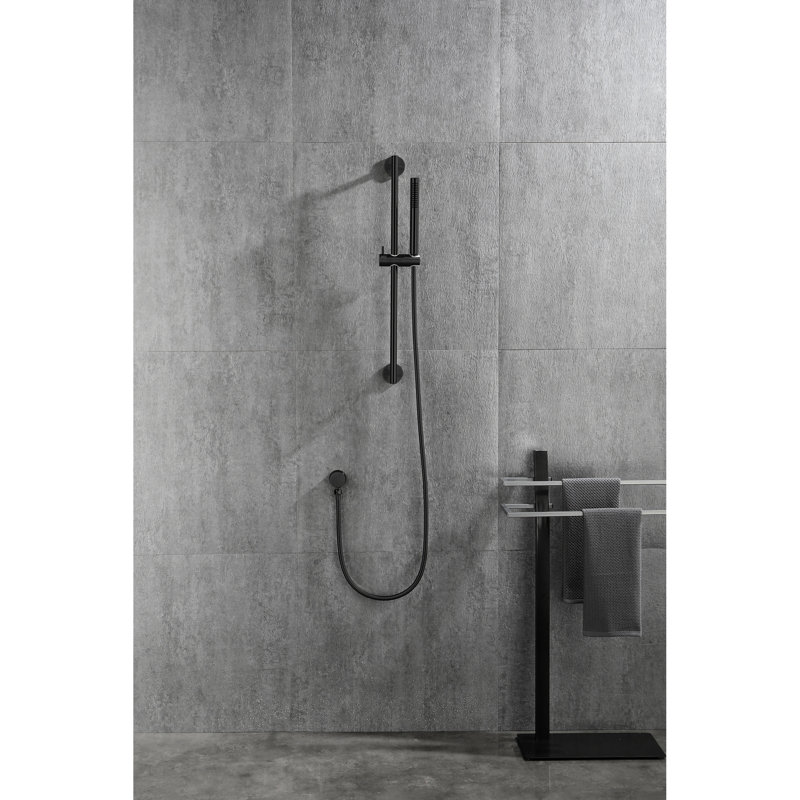 Handheld Shower With 28-inch Slide Bar And Adjustable Head In Black Matte Soothing Spray Functions