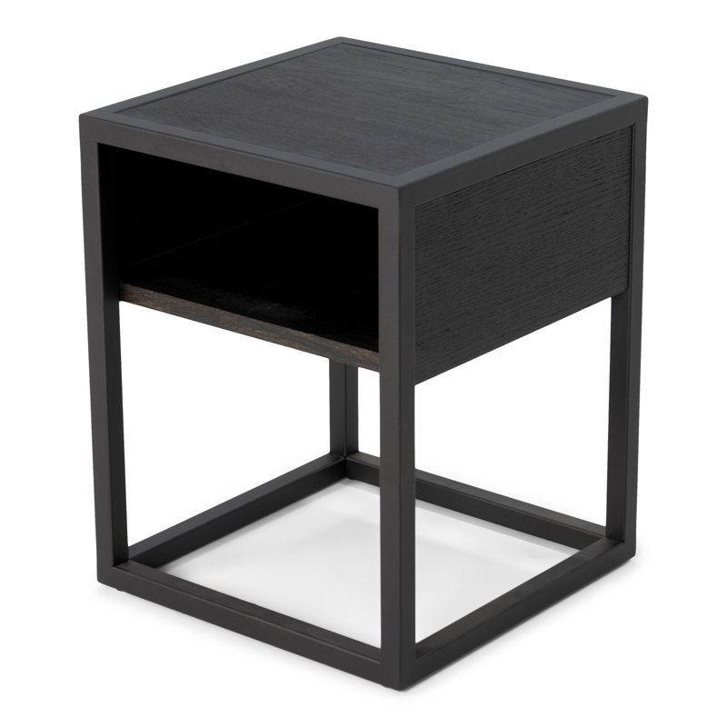 40cm W Steel Bedside Table, Black