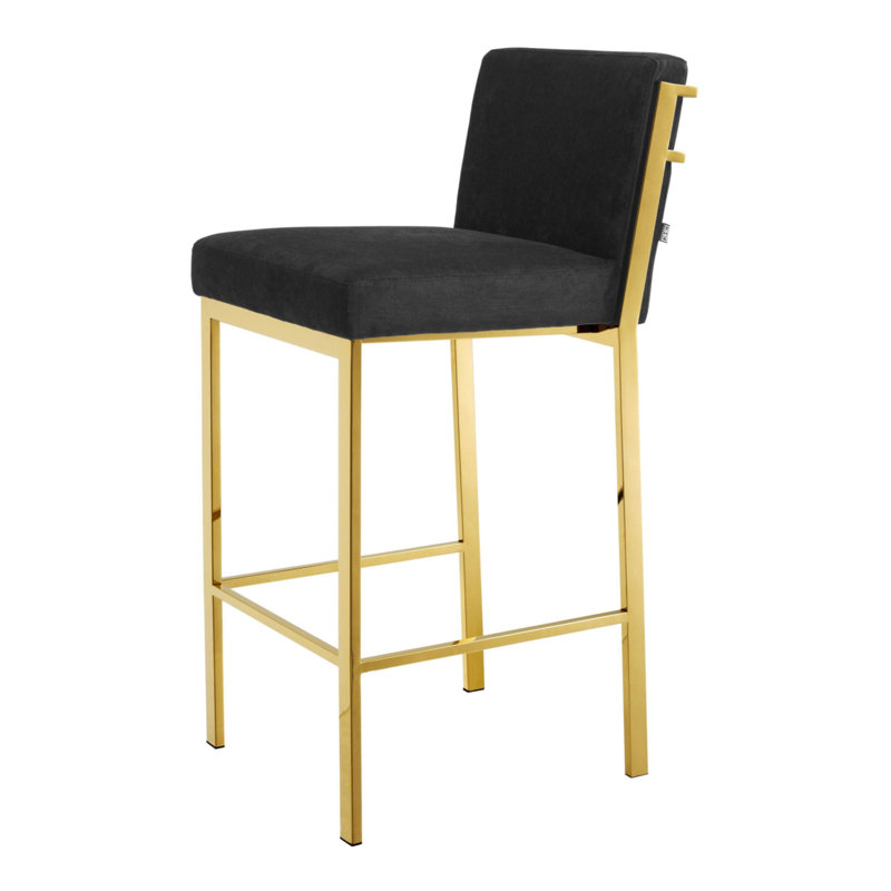 Tabouret de bar et de comptoir en velours Scott, Tabouret de bar (siège d'une hauteur de 30 po), Or