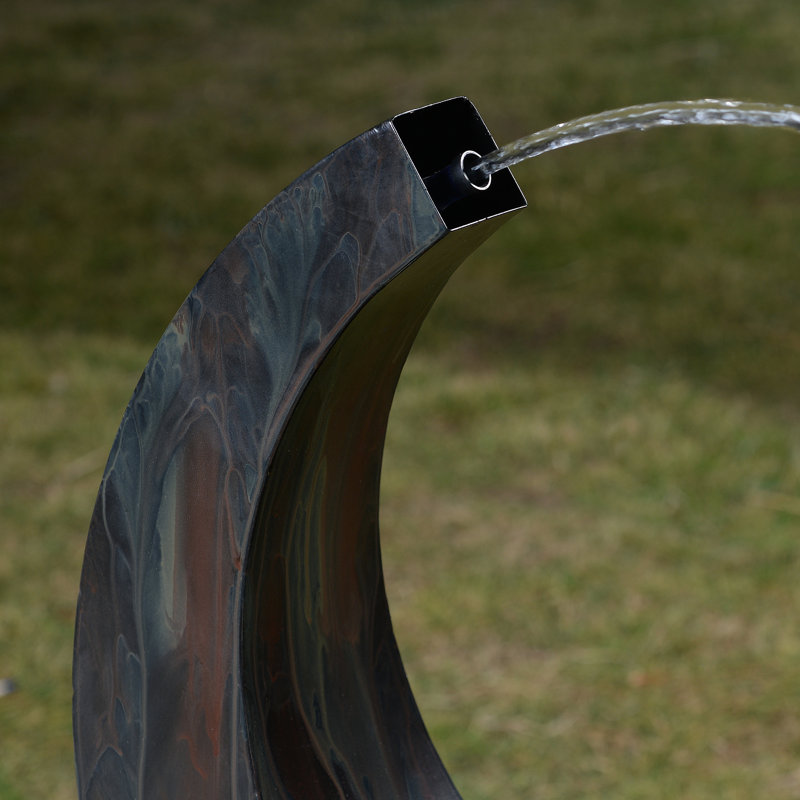 Handcrafted Metal Sculptural Fountain with Lights, Black