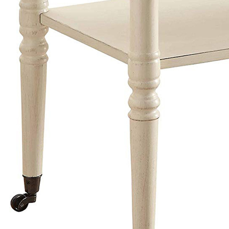 Burlone Solid Wood Tray Top End Table, Antique White
