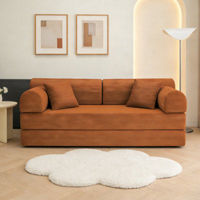 Convertible Sleeper Sofa Bed, Corduroy Folding Couch With Fixed Frame, Floor Lounge For Living Room, Bedroom Or Apartment