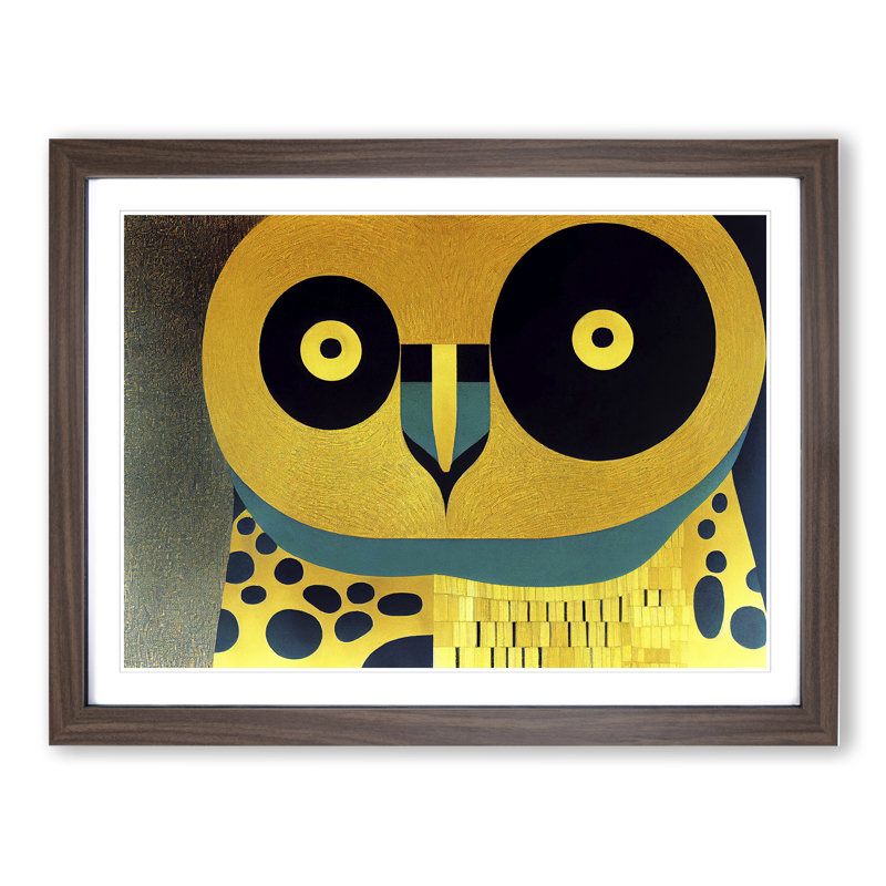 Golden Abstract Owl - Framed Print