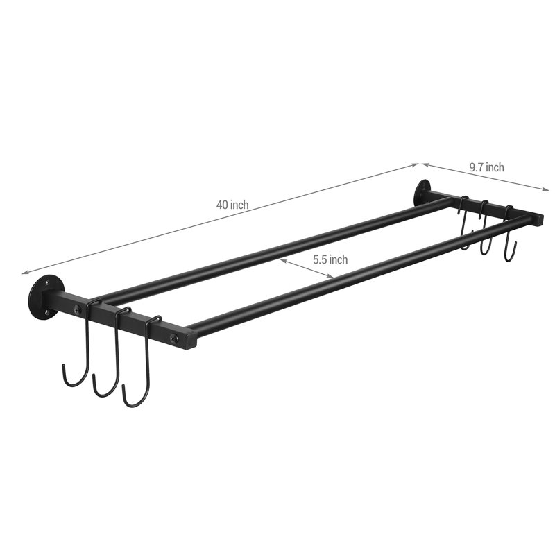 Wall Mounted Metal Sport Rack w/ Hooks