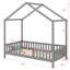 Lit en bois avec auvent, structure de maison et rails latéraux surélevés, avec structure semblable au toit-637750976