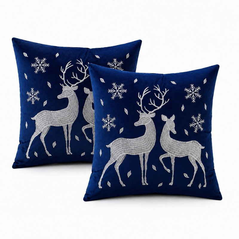 Housses de coussin 18 x 18 pouces, Bleu marine + blanc