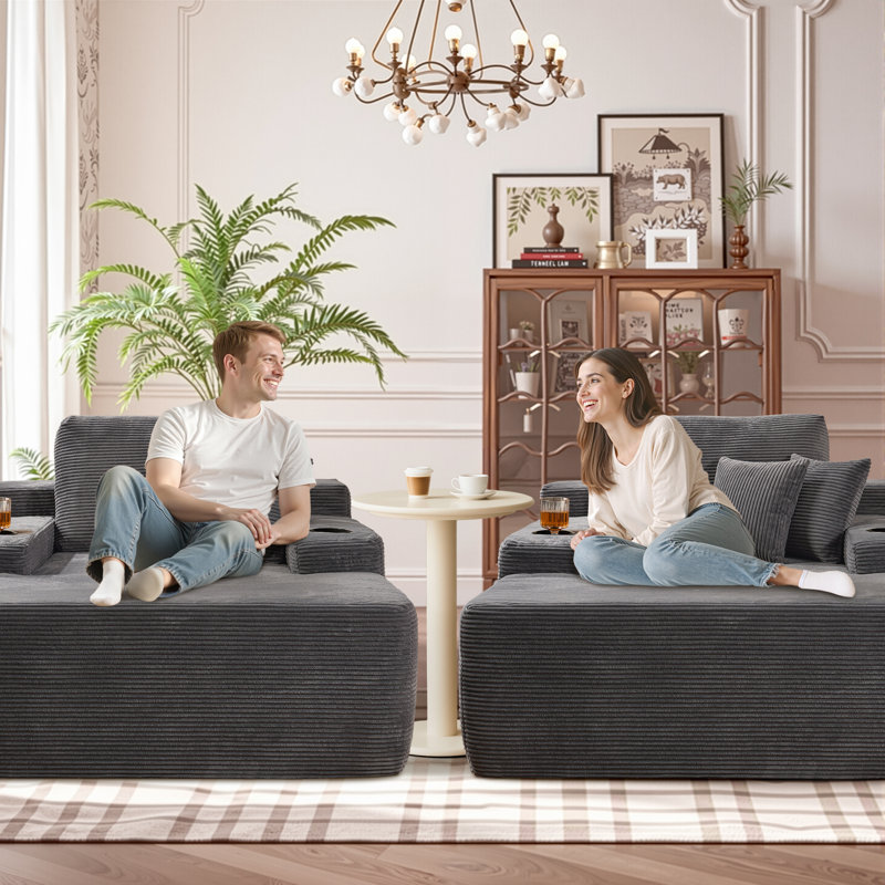 Kustas Oversized 66.92" Upholstered Chaise Lounge with Pillow, No Assembly Required Compression Chair, Modern Single Couch, Comfy Sleep Sofa Bed for Living Room