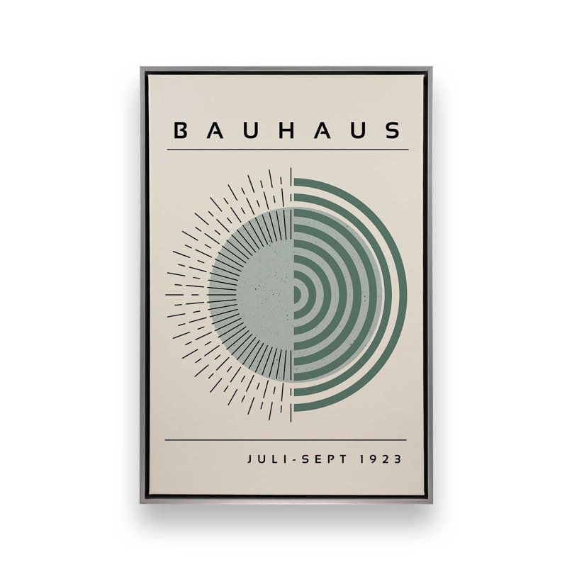Toile tendue Bauhaus Echoing Rays, Cadre flottant noir satiné, H 48,75 po x l 32,75 po x P 1,75 po