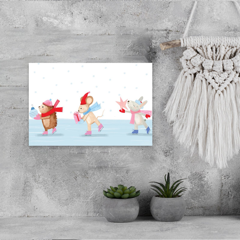 Whimsy Ice Skating Critters by Rachel Nieman - Wrapped Canvas Print, 30.48cm H x 45.72cm W
