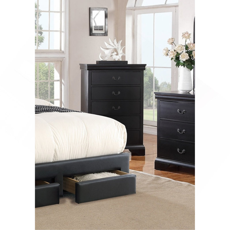 Élégante commode 1 pièce avec tiroirs de couleur noire, Noir