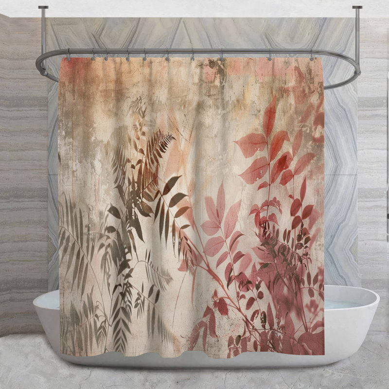 Rideau de douche à feuilles - Décoration de salle de bain botanique 16556, H 73 po x l 70 po