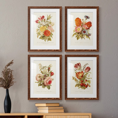 " Antique Floral Bouquet I " 4 - Pieces