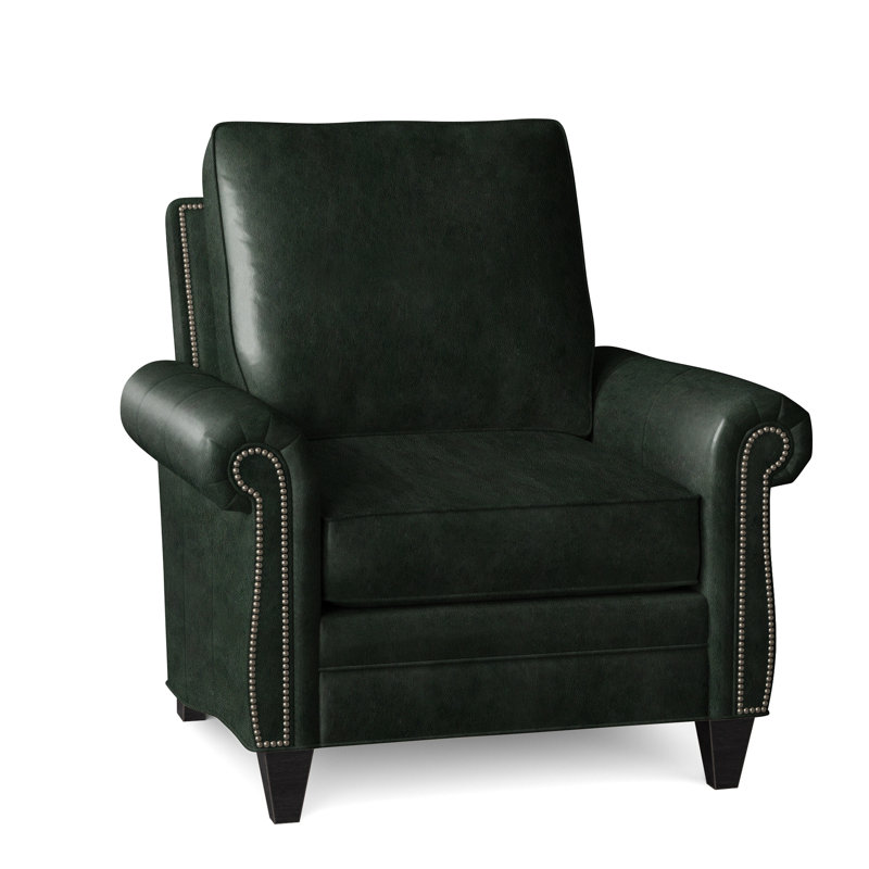 Fauteuil en cuir véritable de 38 po de largeur Reddish, Bronze industriel, Plantation, Cuir véritable Outsider Raven
