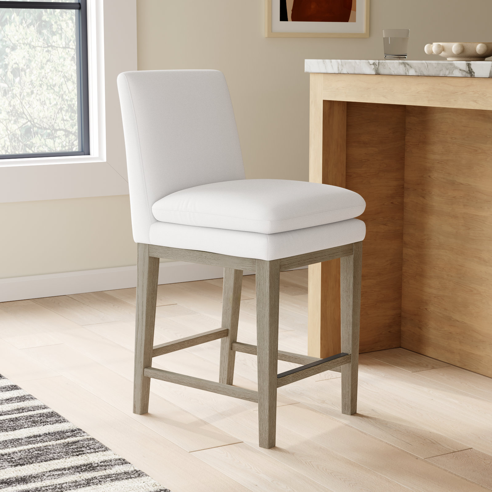 Bethea 26" Bar Stool, Prestige Pearl Tweed