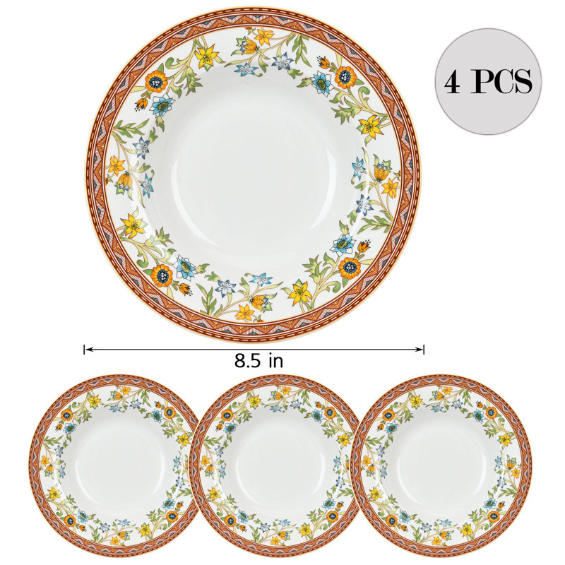 Assiette plate en porcelaine de 8,5 po Elsmere, ensemble de 4