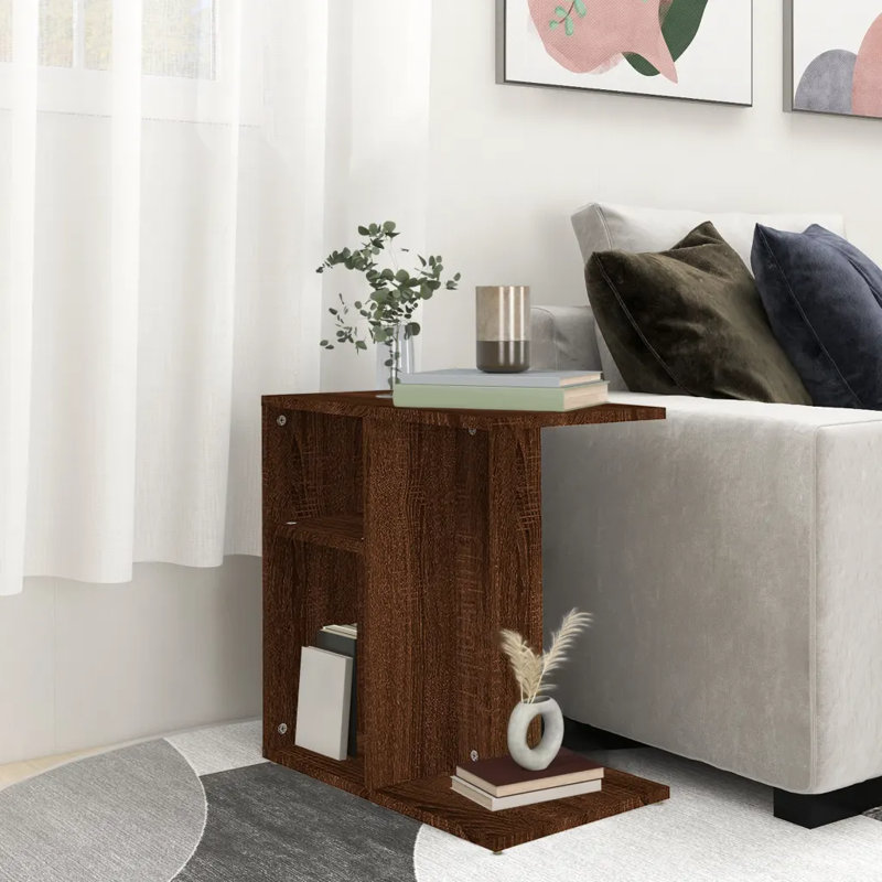 Gnatt Sled End Table, Brown Oak, Brown Oak