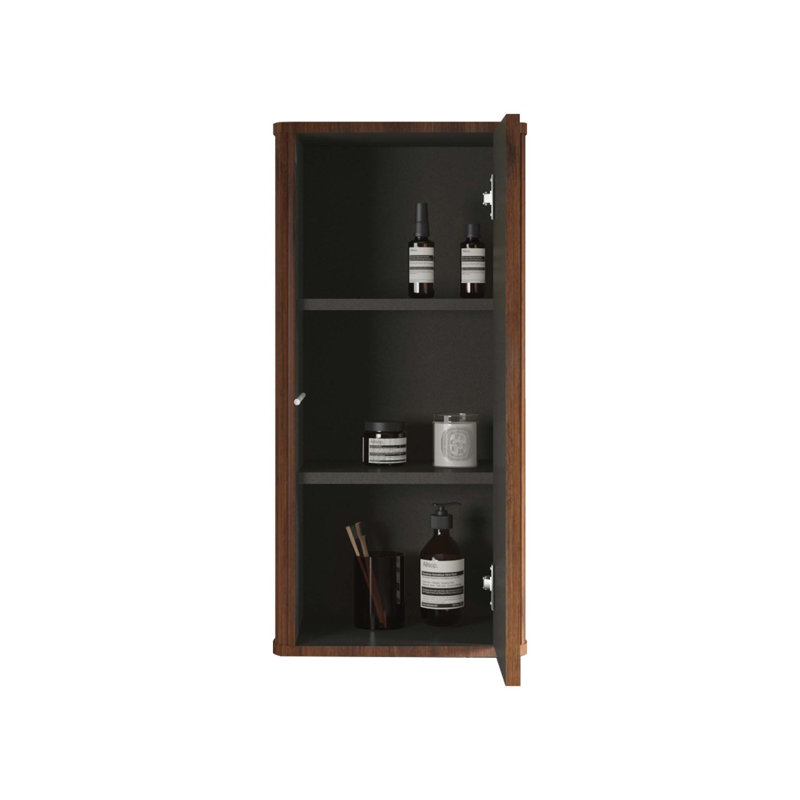 Armoire latérale rayée pour salle de bain flottante, armoire de rangement murale pour petits espaces, pré-assemblée, Noyer