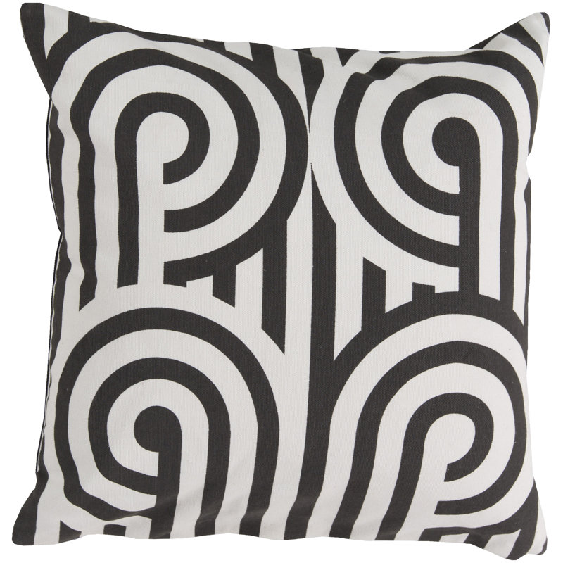 Coussin en coton Striking Sphere, Noir, Duvet