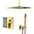 16 Inch Square Shower System - Gold Dual Head With Easy Installation And Clean Function Ceiling Mount Rainfall-127368539
