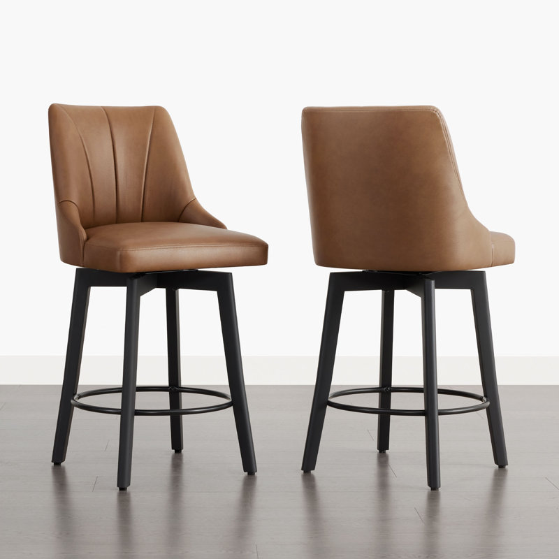 Swivel Upholstered Counter Stool, Brown