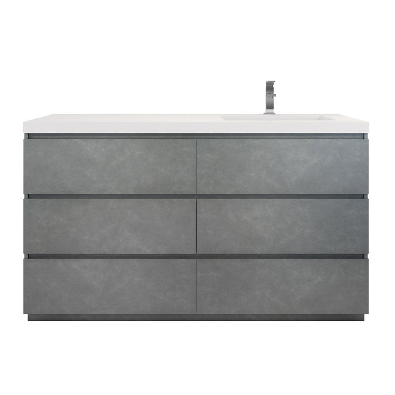 Ensemble de meuble-lavabo simple 60 po Hanzila, Gris ciment