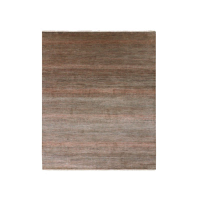 8'1" x 10'2" New Hand Knotted Grey Wool & Silk Rectangle Oriental Rug - MOA10279617