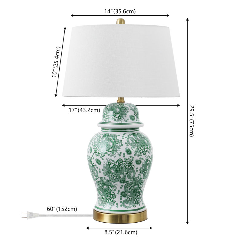 Lampe de table 29,5 po bleu / blanc Deziree, Vert/blanc