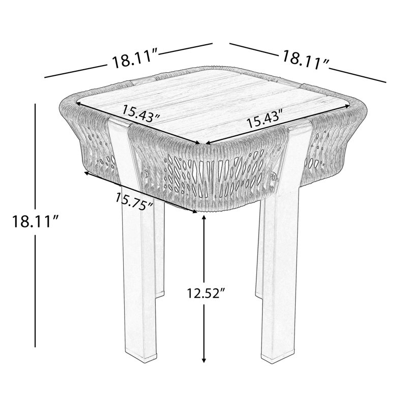 Tables de patio compactes, structure en bois d'acacia et table de bout d'extérieur moderne