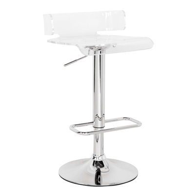 Tabouret pivotant à hauteur réglable avec siège en acrylique transparent, base en métal, pivotant sur 360 °, bas, capacité de poids de 100 lb, siège d'une hauteur de 22 à 31 po, base ronde en ABS et repose-pieds