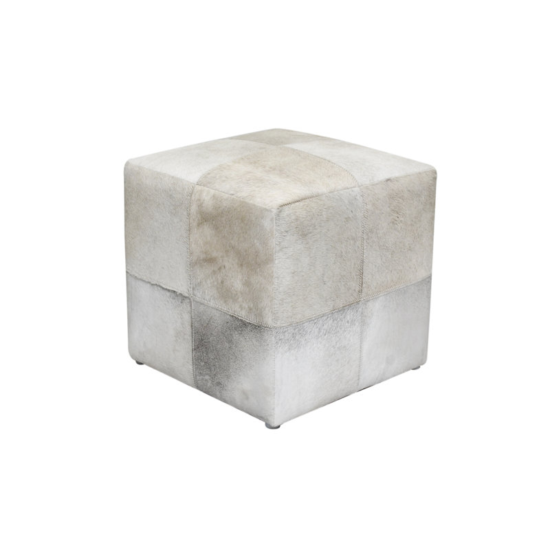 Repose-pieds cubique en peau de vache naturelle