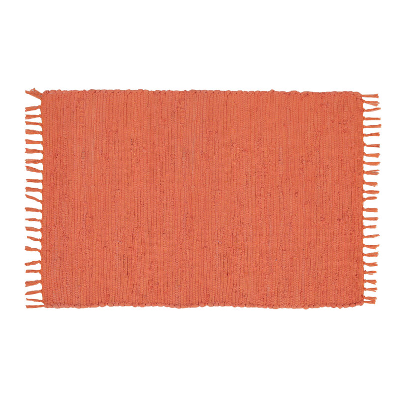 Tapis en coton multicolore fait à la main 24 x 36 po - lavable, réversible, avec pampilles pour le salon et le vestibule - 24 po x 36 po