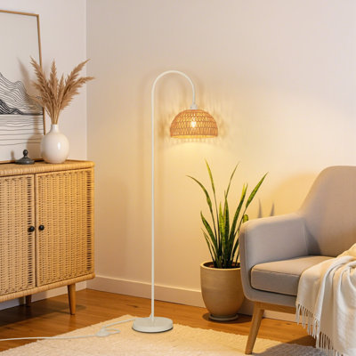 Aarzo 62" Arched/Arc Rattan Floor Lamp (Set of 2)
