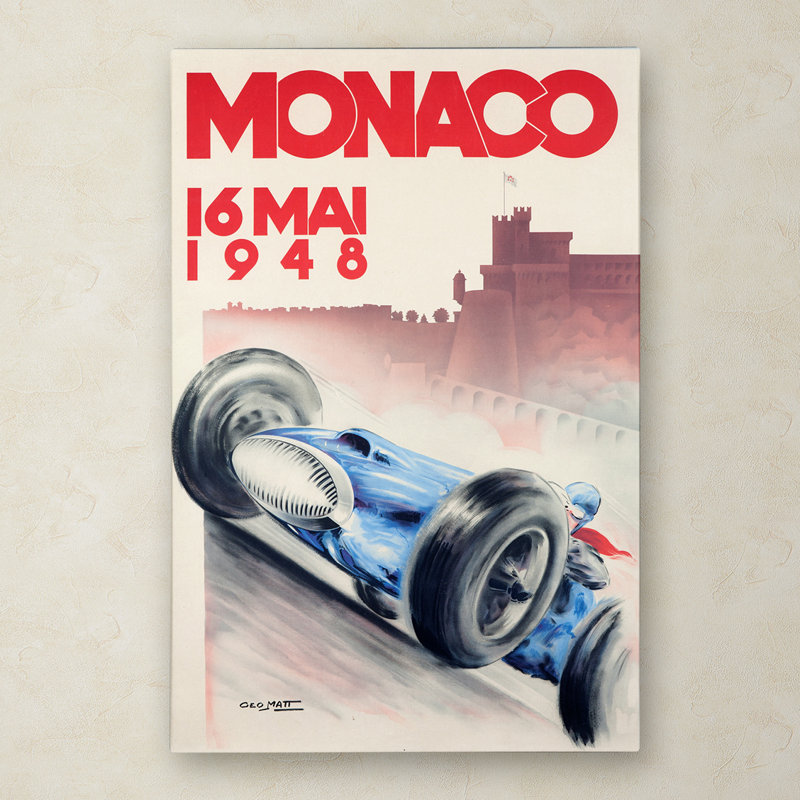 Monaco par Lantern Press, reproduction d'art graphique sur toile, H 19 po x l 12 po x P 2 po