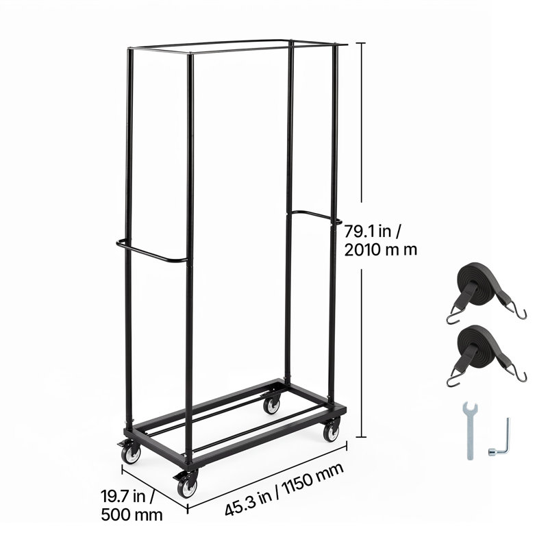 Folding Chair Cart 500 lbs Capacity for 60 Chair Horizontal Placement, for Party Event Hotel, Heavy-Duty Carbon Steel, Easy to Move, Storage Dolly Holder, with Swivel Casters and Locking Wheels