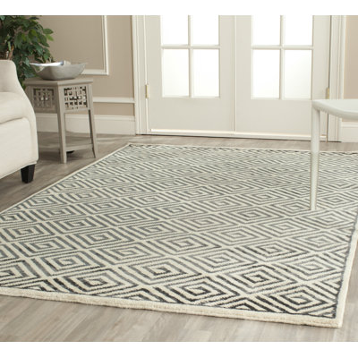 Tapis géométrique en laine et viscose noué à la main Mosaic