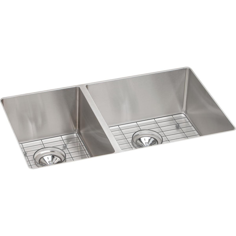 Évier de cuisine à double cuve avec filtre à panier encastrable l 32 po x l 19 po Crosstown