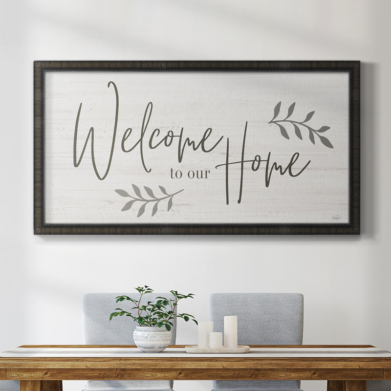 Welcome to Our Home - Impression d'un seul cadre photo, H 21 po x l 37 po x P 1 po, Noir