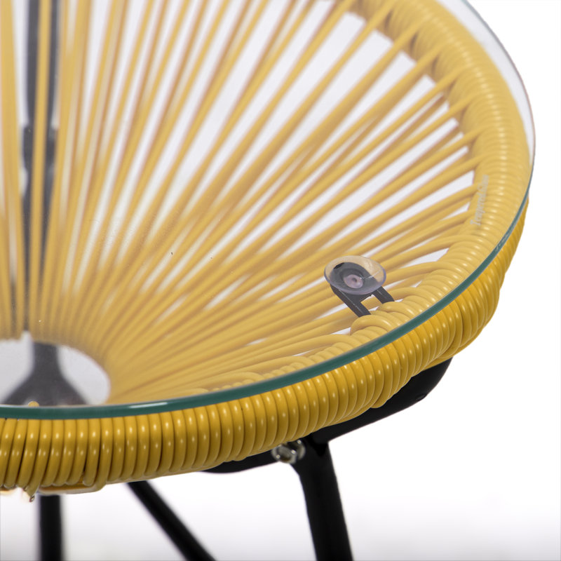 Chaise longue d'extérieur 3 pièces avec plateau en verre Chelsea-May Montara, Jaune