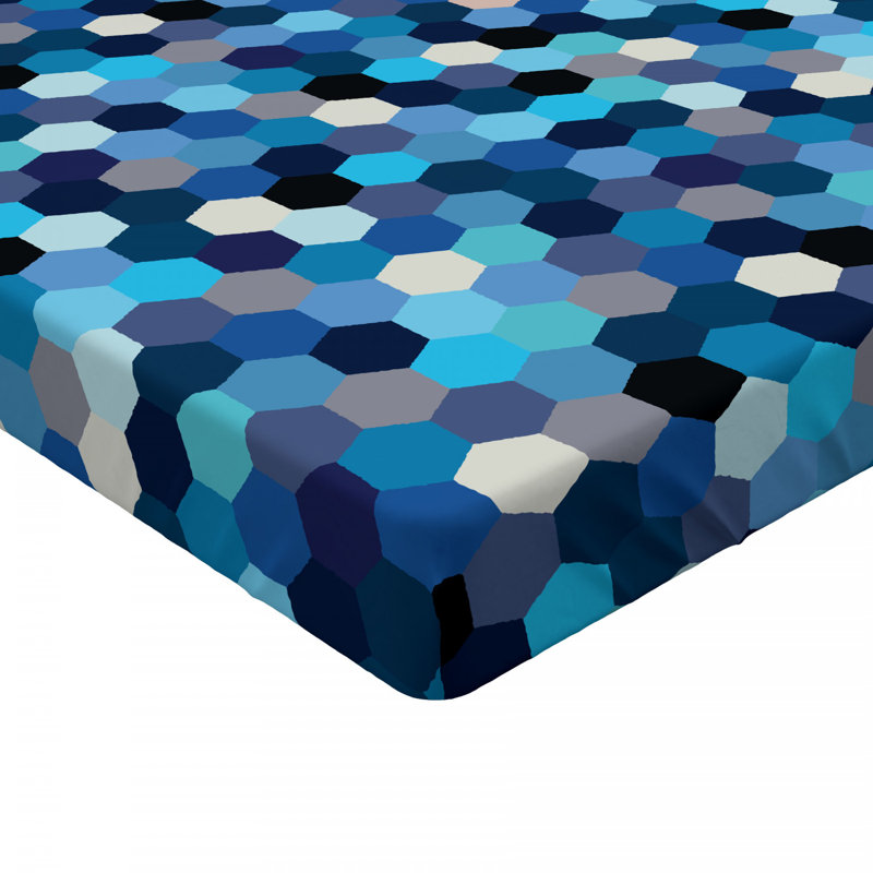 Microfiber Geometric Fitted Sheet, Queen Fitted Sheet