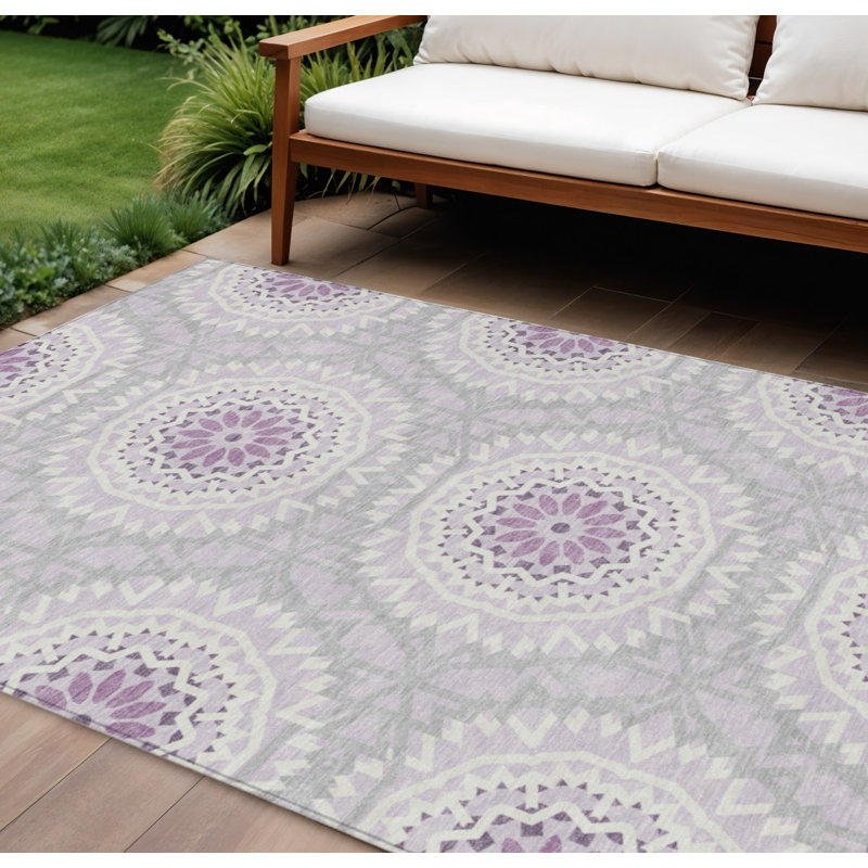 Tapis intérieur lavable 8 pi x 10 pi lilas mauve et ivoire