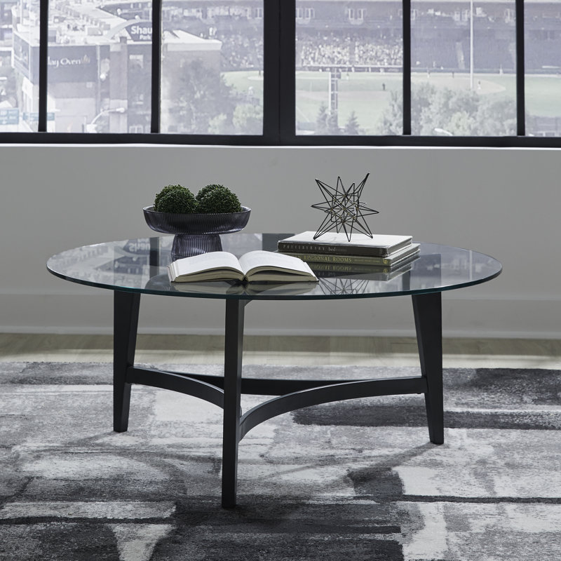 Almedia Round Cocktail Table w/ Glass Top