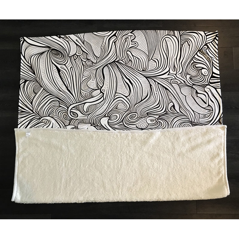 Throw Blanket, 51" W x 60" L, Black/White, Abstract