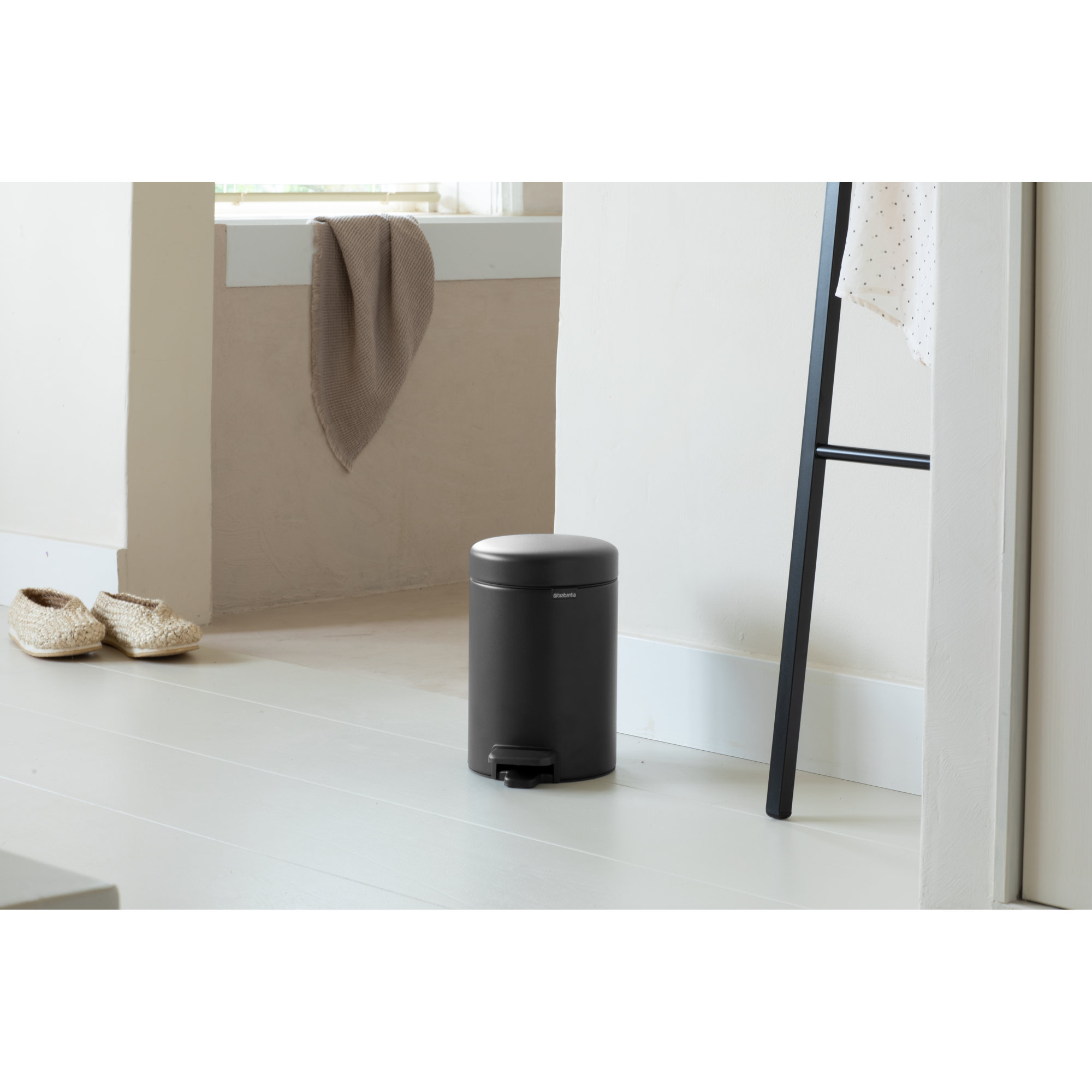 Brabantia NewIcon Step On Trash Can, 0.8 Gallon (3 Liter), Mineral Infinite Gray